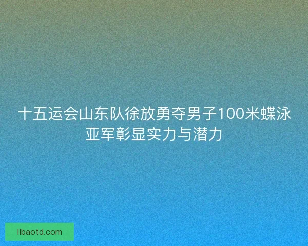 十五运会山东队徐放勇夺男子100米蝶泳亚军彰显实力与潜力