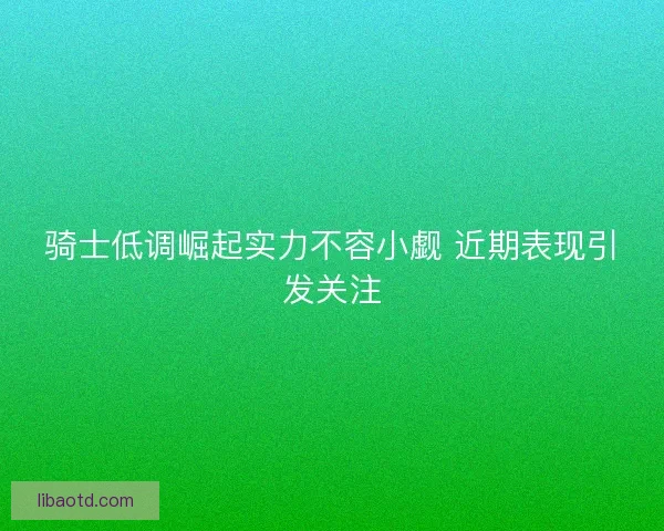 骑士低调崛起实力不容小觑 近期表现引发关注